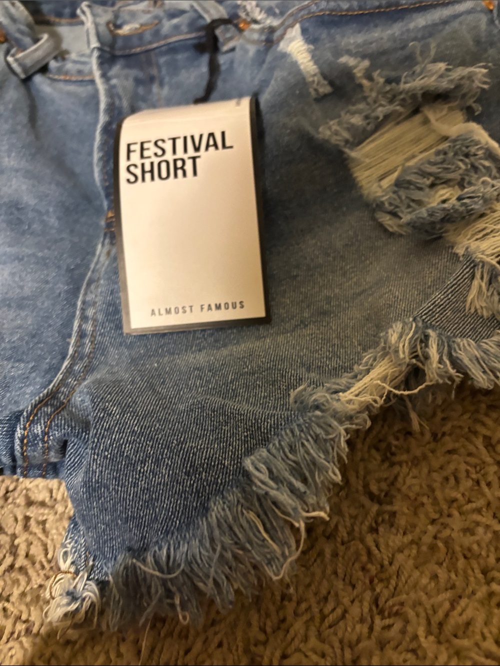 Almost Famous Light Blue Distressed Jean Shorts - Picture 3 of 4